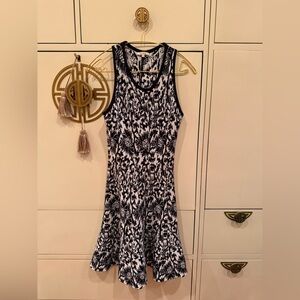 Chic Black and White Patterned Mini Dress